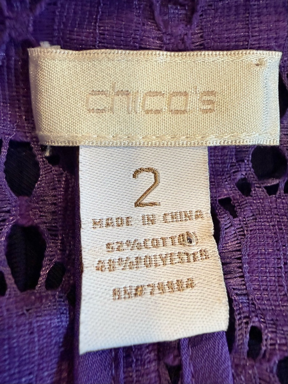 Chicos purple lace sheer blazer jacket 2 large L - Picture 4 of 4